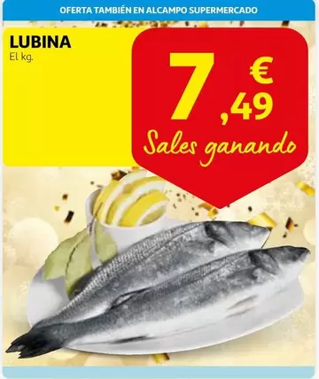 Oferta de Lubina por 7,49€ en Alcampo