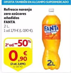 Oferta de Fanta - Refresco Naranja Zero Azucares Anadidos por 1,79€ en Alcampo