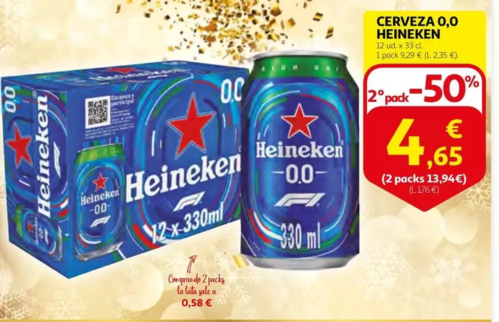 Oferta de Heineken - Cerveza 0,0 por 0,58€ en Alcampo