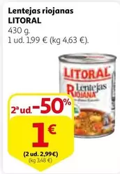 Oferta de Litoral - Lentejas Riojanas por 1€ en Alcampo