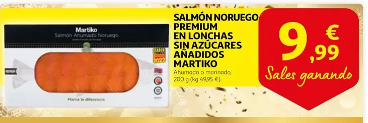 Oferta de Martiko - Salmón Noruego Premium En Lonchas Sin Azucares Anadidos por 9,99€ en Alcampo