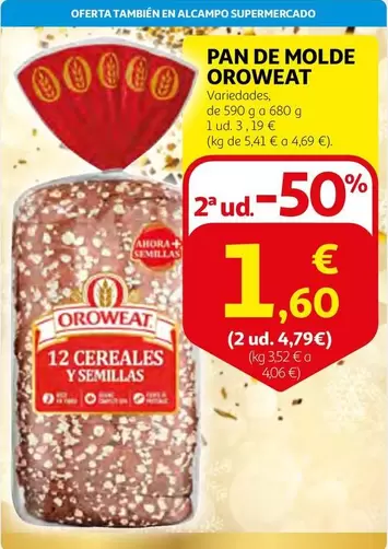 Oferta de Oroweat - Pan De Molde por 1,6€ en Alcampo