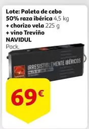 Oferta de Vela - Paleta De Cebo 50% Raza Iberica + Chorizo  + Vino Trevino Navidul por 69€ en Alcampo