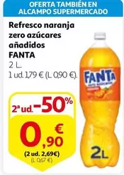 Oferta de Fanta - Refresco Naranja Zero Azucares Anadidos por 1,79€ en Alcampo