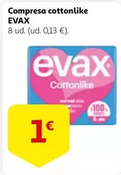 Oferta de Evax - Compresa Cottonlike por 1€ en Alcampo