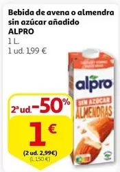 Oferta de Alpro - Bebida De Avena O Almendra Sin Azucar Anadido por 1,99€ en Alcampo