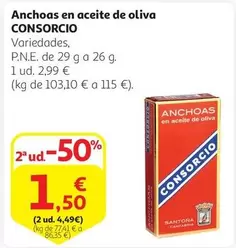 Oferta de Consorcio - Anchoas En Aceite De Oliva por 2,99€ en Alcampo