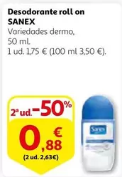 Oferta de Sanex - Desodorante Roll On por 1,75€ en Alcampo