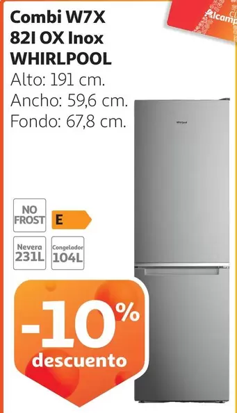 Oferta de Whirlpool - Combi W7x 821 Ox Inox en Alcampo