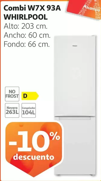 Oferta de Whirlpool - Combi W7x 93A en Alcampo