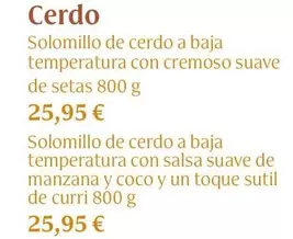 Oferta de Coco - Solomillo De Cerdo A Baja Temperatura Con Salsa Suave De Manzana Y  Y Un Toque Sutil De Curri por 25,95€ en Veritas