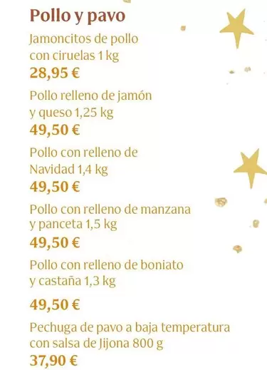 Oferta de Jamoncitos De Pollo Con Ciruelas Pollo Relleno De Jamon Y Queso por 28,95€ en Veritas