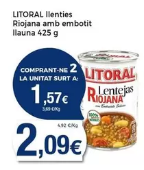 Oferta de Litoral - Llenties Riojana Amb Embotit por 2,09€ en Keisy