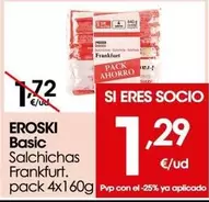 Oferta de Eroski - Basic Salchichas Frankfurt por 1,29€ en Eroski