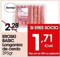 Oferta de Eroski - Basic Longaniza De Cerdo por 1,71€ en Eroski