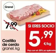 Oferta de Costilla De Cerdo por 5,99€ en Eroski