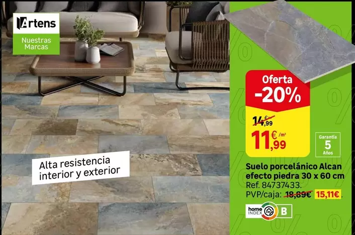 Oferta de Home - Suelo Porcelanico Efecto Pidarra por 11,99€ en Leroy Merlin