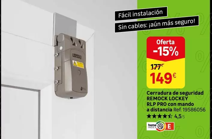 Oferta de Home - Cerradura De Seguridad Rlp Pro Con Mando A Distancia por 149€ en Leroy Merlin