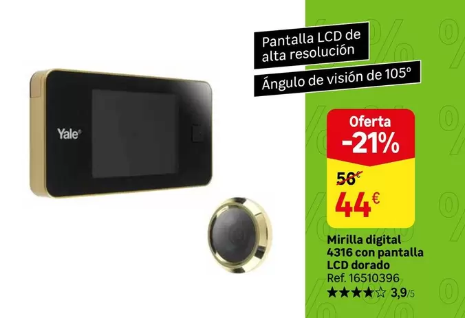 Oferta de Visión - Mirilla Digital 436 Con Pantalla Lcd Dorado por 44€ en Leroy Merlin