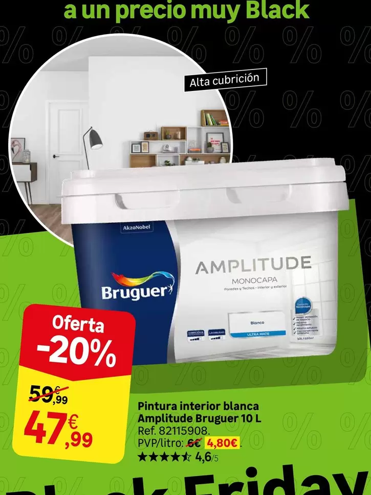 Oferta de Blanco - Pintura Interior American Amplitude Bruguer 10l por 47,99€ en Leroy Merlin