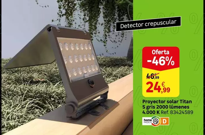 Oferta de Solar - Proyector  Titan S Gris 2000 Lumenes por 24,99€ en Leroy Merlin