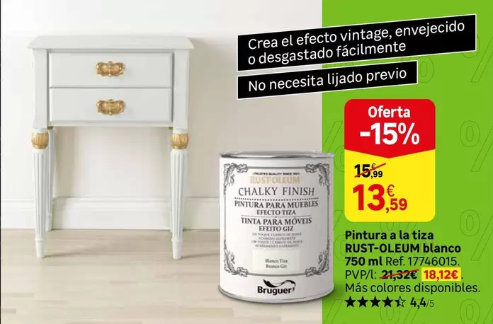 Oferta de Vintage - Pintura La Tiza Rusto-leum Blanco por 13,59€ en Leroy Merlin