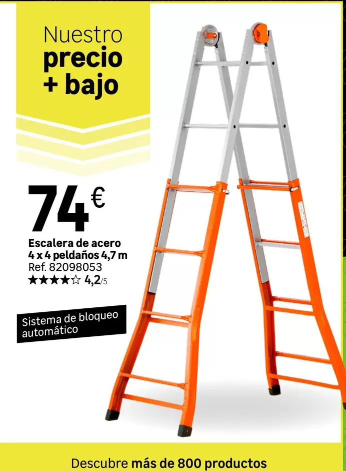 Oferta de Sistema - Escalera De Acero 4x4 Pedados 4,7m por 74€ en Leroy Merlin