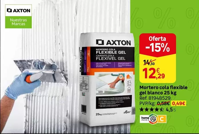 Oferta de Axton - Mortero Cola Flexible Gel Blanco por 12,29€ en Leroy Merlin