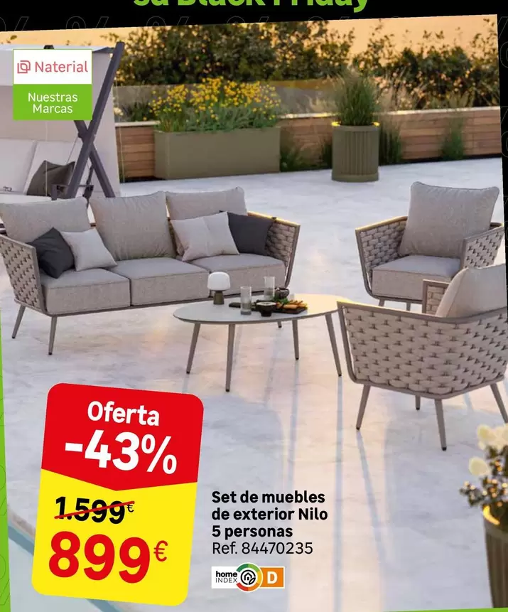 Oferta de Set De Muebles De Exterior Nilo 5 Personas por 899€ en Leroy Merlin