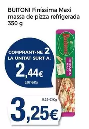 Oferta de Buitoni - Finissima Maxi Massa De Pizza Refrigerada por 3,25€ en Supermercats Jespac