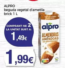 Oferta de Alpro - Beguda Vegetal D'ametlla por 1,99€ en Supermercats Jespac