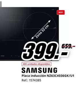 Oferta de Wifi - Placa Inducción NZ63C4036GK/U por 399€ en MediaMarkt