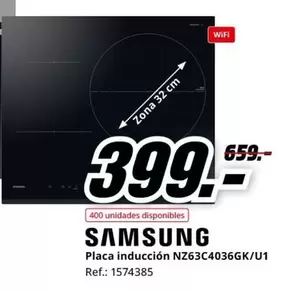 Oferta de Samsung - Placa Inducción NZ63C4036GK/U1 por 399€ en MediaMarkt