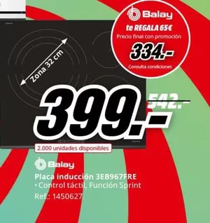 Oferta de Balay - Placa Induccion 3EB967FRE por 399€ en MediaMarkt