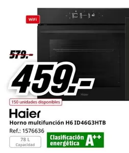 Oferta de Haier - Horno Multifunción H6 Idatoa3Htb por 459€ en MediaMarkt