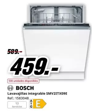 Oferta de Bosch - Lavavajillas integrable SMV2ITX09E por 459€ en MediaMarkt