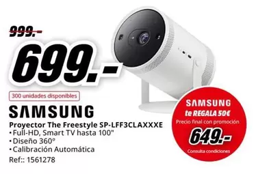 Oferta de Samsung - Proyector The Freestyle Sp-leff3claxxxe por 699€ en MediaMarkt