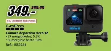 Oferta de GoPro - Camara Deportiva Hero 12 por 349,99€ en MediaMarkt