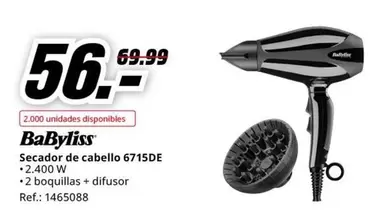 Oferta de Babyliss - Secador De Cabello 6715DE por 56,99€ en MediaMarkt