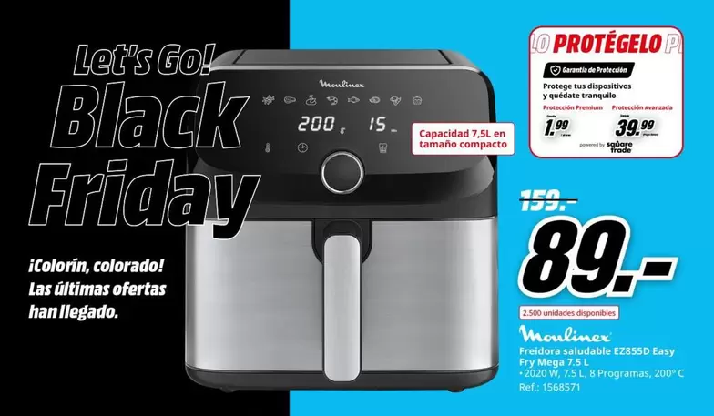 Oferta de Moulinex - Let's Go! Black por 89€ en MediaMarkt