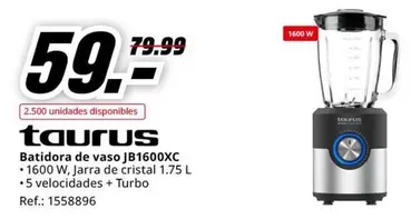 Oferta de Taurus - Batidora De Vaso Jb1600xc por 59,99€ en MediaMarkt