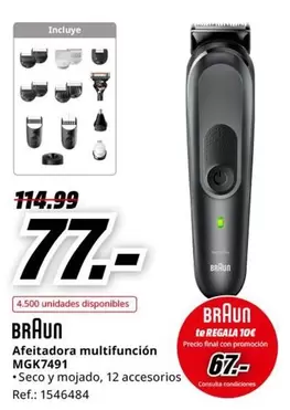 Oferta de Braun - Afeitadora Multifuncion MGK7491 por 77€ en MediaMarkt