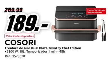 Oferta de Cosori - Freidora De Aire Dual Blaze Twinfry Chef Edition por 189€ en MediaMarkt