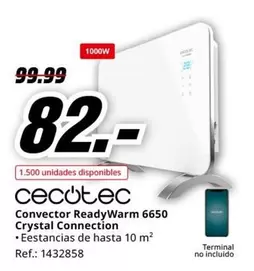 Oferta de Cecotec - Convector ReadyWarm 6650 Crystal Connection por 82€ en MediaMarkt