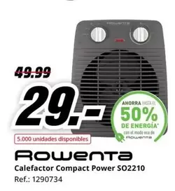 Oferta de Rowenta - Calefactor Compact Power SO2210 por 29€ en MediaMarkt