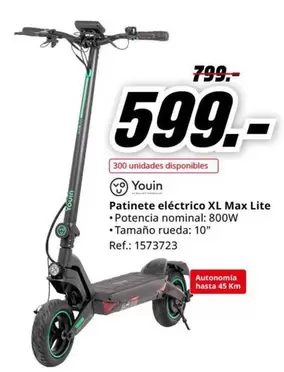 Oferta de Rueda - Patinete Eléctrico Xl Max Lite por 599€ en MediaMarkt