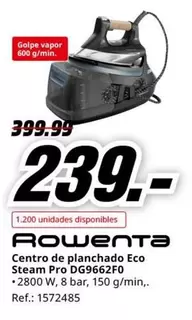 Oferta de Rowenta - Centro De Planchado Eco Steam Pro Dg9662f0 por 239€ en MediaMarkt