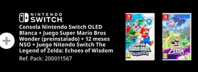 Oferta de Nintendo -  Switch Consola  Switch Oled Blanc + Juego Super Mario Bros Wonder por 20€ en MediaMarkt