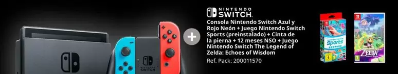 Oferta de Nintendo SWITCH  - Consola Azul Y Rojo Neón + Juego Sports (Preinstalado) + Cinta The No Aero Zelda: Echoes Of Wisdom por 299€ en MediaMarkt