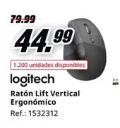 Oferta de Logitech - Ratón Lift Vertical Ergonomico por 44,99€ en MediaMarkt